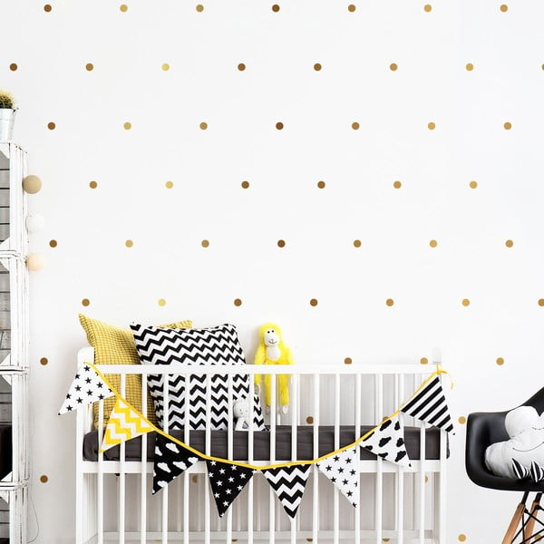 Детски стикери в комплект на стената 100 бр. 2x2 cm Golden Points – Ambiance-image-1