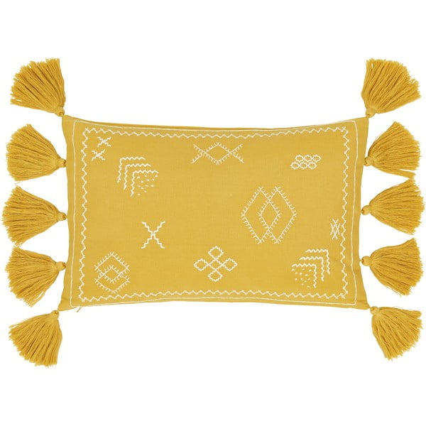 Жълта памучна декоративна калъфка за възглавница , 30 x 50 cm Huata - Westwing Collection