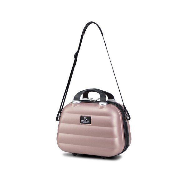 Комплект от розов пътнически куфар на колелца с USB порт и куфарче My Valice RESSNO MU & M - Myvalice-image-4