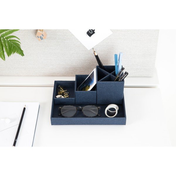 Тъмносин органайзер за бюро от 4 части Lena - Bigso Box of Sweden-image-1