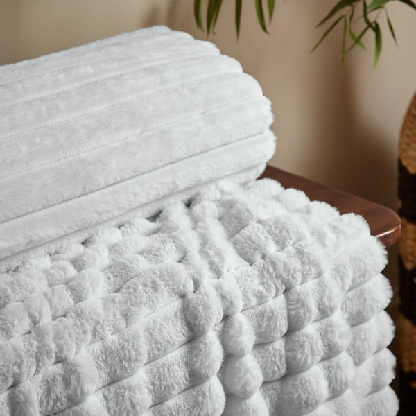 Бяло одеяло от микроплюш 130x170 cm Cosy Ribbed – Catherine Lansfield-image-2