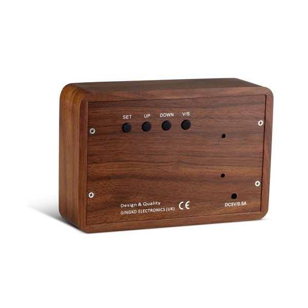 Tmavě hnědý budík se zeleným LED displejem Gingko Brick Click Clock-image-4