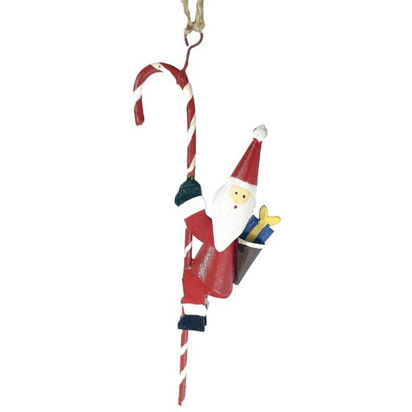 Висяща коледна украса Santa Hanging on Candycane - G-Bork