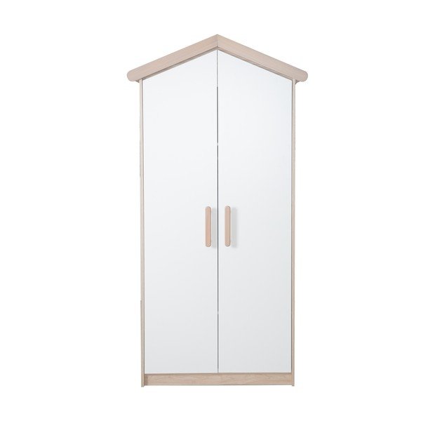 Детски гардероб в дъбов декор в бял и естествен цвят 96x190x50 cm Cabane – Roba