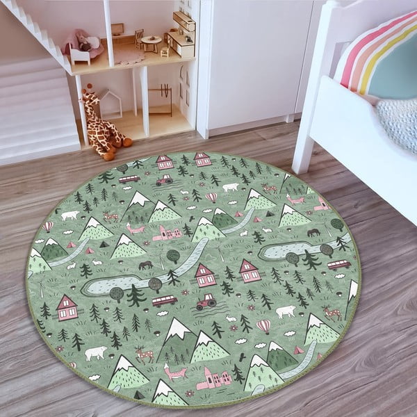 Зелен детски килим ø 100 cm Comfort - Mila Home-image-3