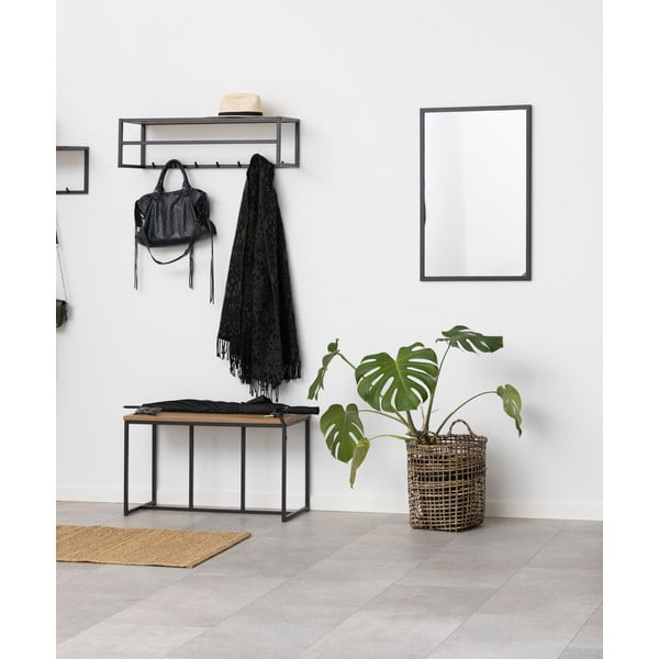 Черна/естествена стенна закачалка от декор от дъб  с рафт Seaford – Actona-image-3