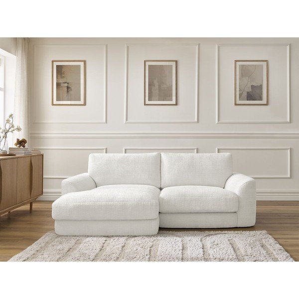 Бял шенилов ъглов диван (ляв ъгъл) Leonore – Bobochic Paris-image-1