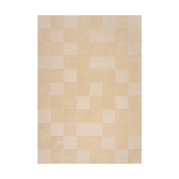 Бежов вълнен килим 170x120 cm Checkerboard - Flair Rugs