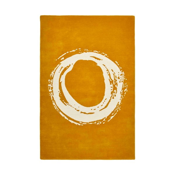 Вълнен килим в горчично жълто Кръг, 150 x 230 cm Elements - Think Rugs