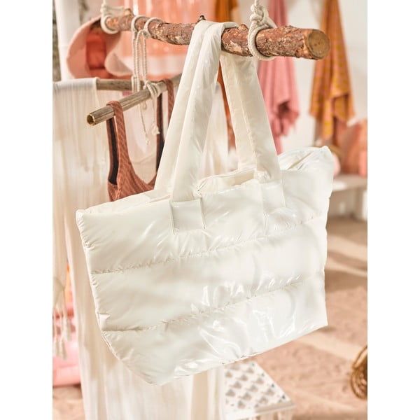 Бяла пухена плажна чанта - Sunnylife-image-1