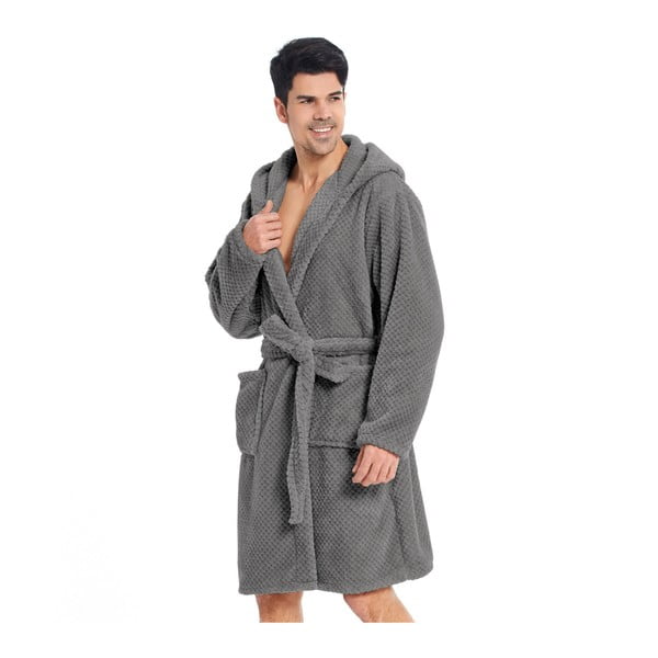 Сив унисекс халат от микрофибър , размер M Sleepyhead - DecoKing-image-1