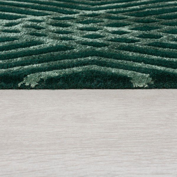 Зелен вълнен килим , 160 x 230 cm Diamonds - Flair Rugs-image-3