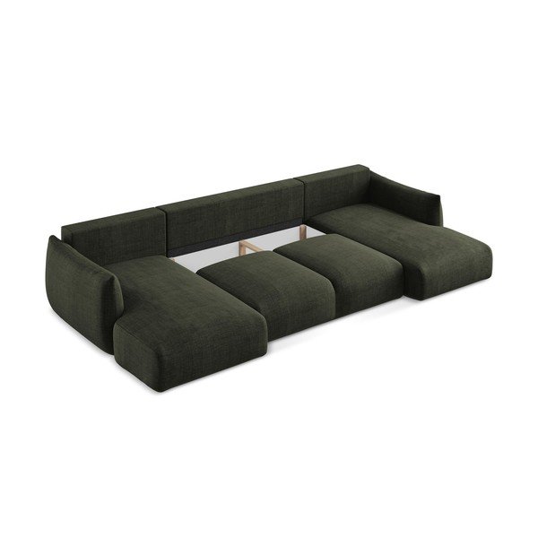 Зелен сгъваем ъглов диван (U форма) Leila – Makamii-image-4