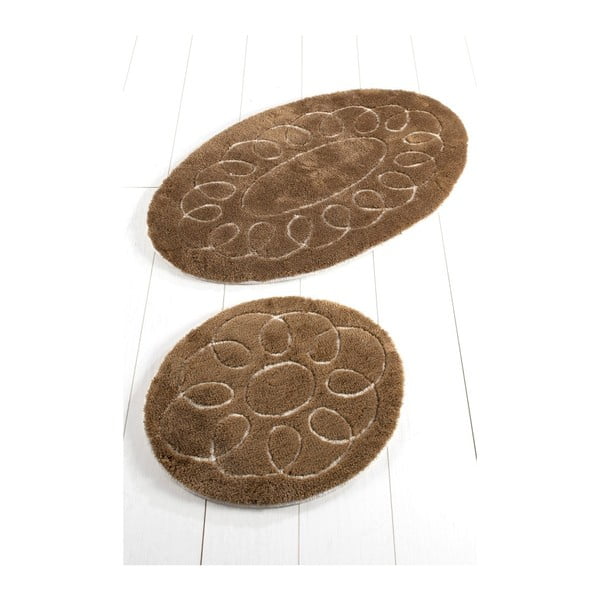 Комплект от 2 кафяви килимчета за баня Safir Coffee - Confetti Bathmats