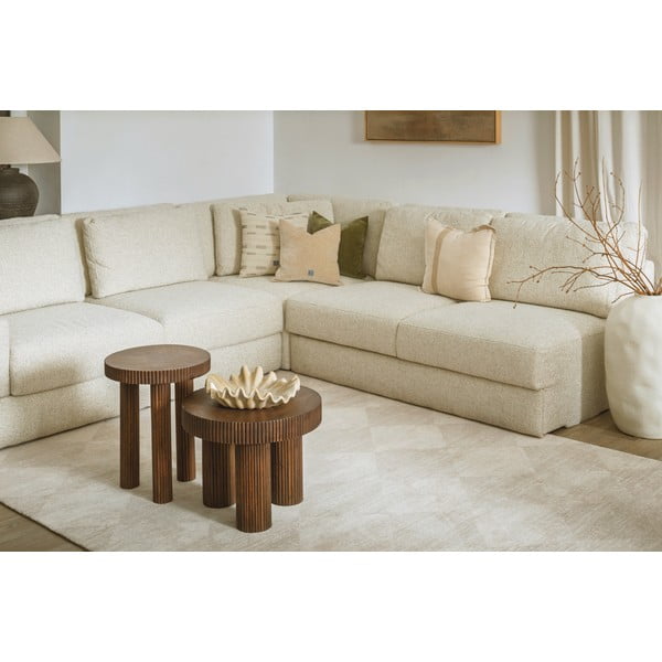 Бежов вълнен килим 133x190 cm Agnus Checkered – Agnella-image-2