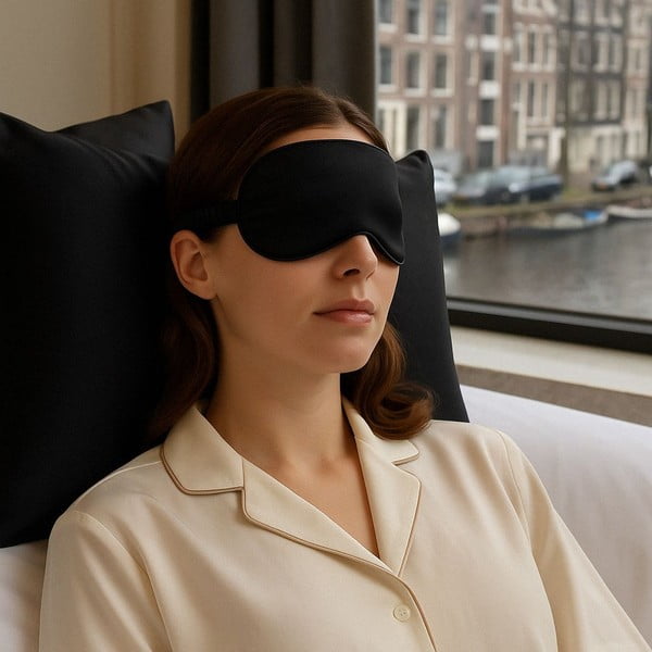 Черна копринена маска за сън Mulberry Silk – Mila Home Luxury-image-1