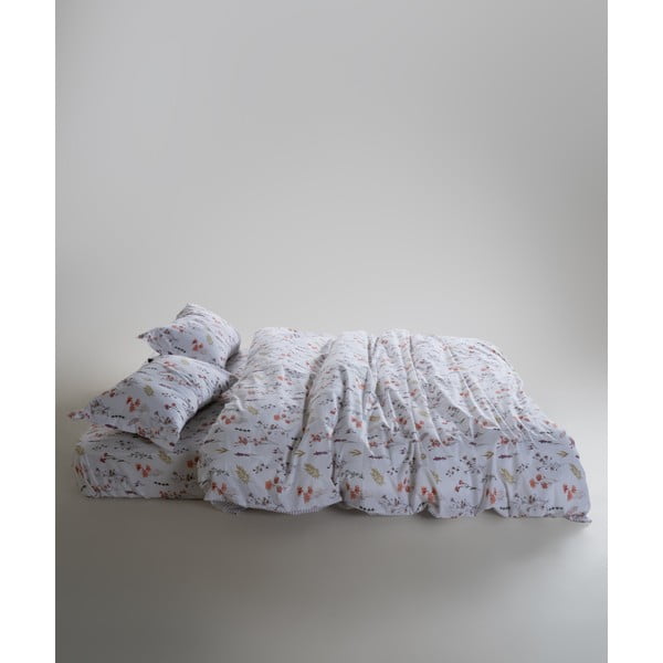 Бяло двойно удължено спално бельо от памук Renforcé 240x220 cm Floral Dance Autumn – Mila Home Luxury-image-3