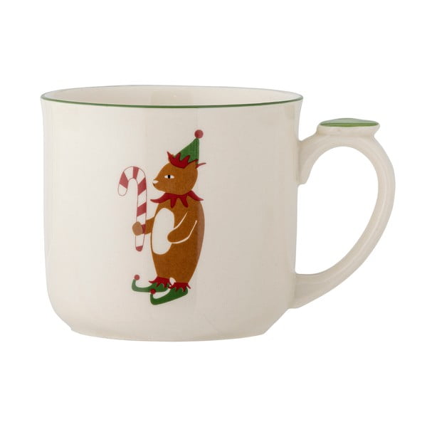 Кремава глинена чаша с коледен мотив с цедка 300 ml Valentin – Bloomingville-image-3