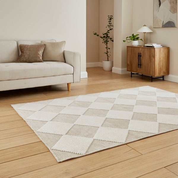 Бяло-бежов килим подходящ за пране 160x230 cm Lyna Beige&White – Think Rugs-image-2
