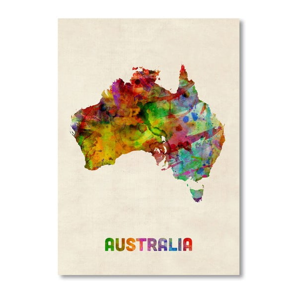Plakát s pestrobarevnou mapou Austrálie Americanflat Art, 60 x 42 cm