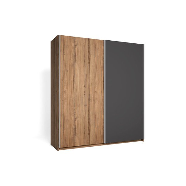 Сив гардероб от орех с плъзгащи се врати 182x200 cm Malta - Marckeric-image-1