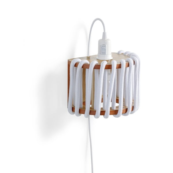 Бяла стенна лампа с дървена конструкция, дължина 20 cm Macaron - EMKO-image-3