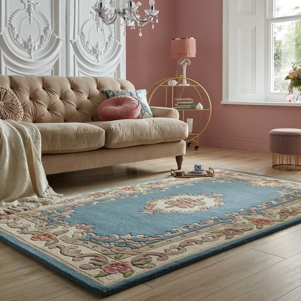Син вълнен килим , 120 x 180 cm Aubusson - Flair Rugs-image-1