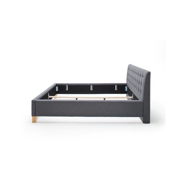 Сиво двойно легло 140x200 cm тапицирано без ламелно дъно Lucca – Meise Möbel-image-3