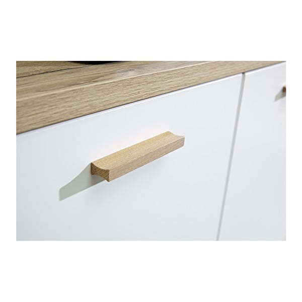 Бял нисък скрин от дъб 192x85 cm Oslo - Germania-image-3