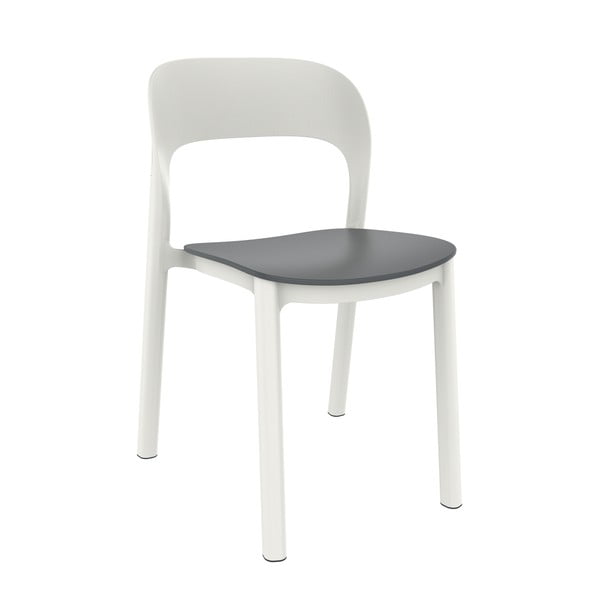 Sada 4 bílých zahradních židlí s šedým sedákem Resol Ona