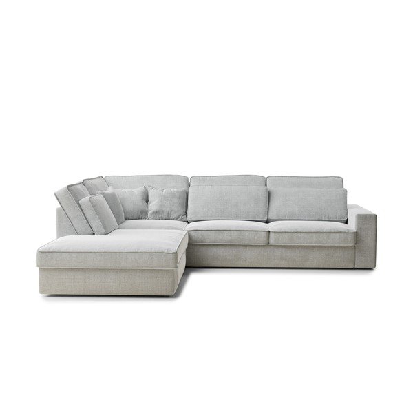 Светлосив шенилов ъглов диван (ляв ъгъл/L форма) Kirou – Maison de Rêve