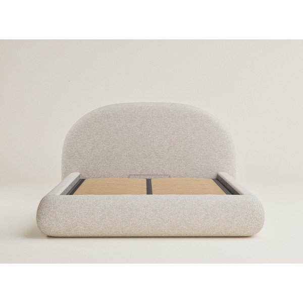 Кремаво двойно легло 140x200 cm тапицирано с място за съхранение с включена подматрачна рамка Maumere – Maison de Rêve-image-2