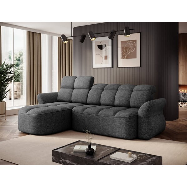 Тъмносив кадифен разтегателен ъглов диван с място за съхранение (ляв ъгъл) Beneth – ELTAP-image-3