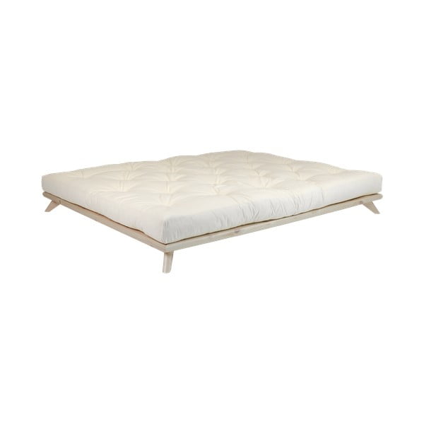 Двойно легло от борова дървесина с матрак Comfort Mat Natural Clear/Natural, 140 x 200 cm Senza - Karup Design