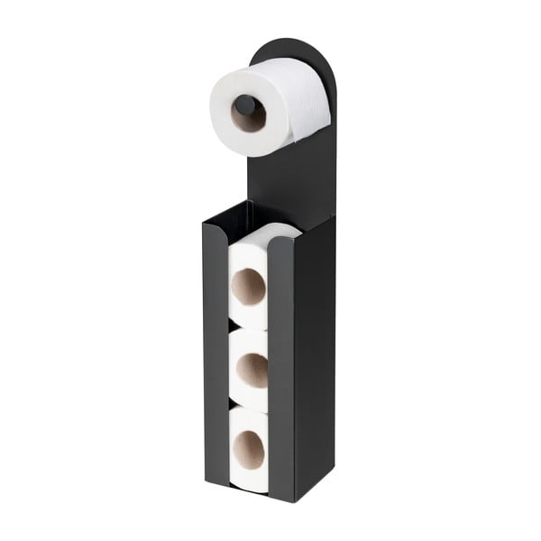 Черен самозалепващ стоманен държач за тоалетна хартия Agira – Wenko-image-4