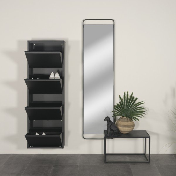 Черна метална накланяща се стойка за обувки 50x150x22 cm Billy – Spinder Design-image-1