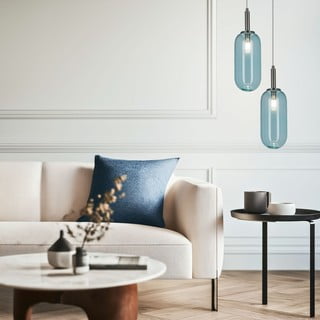 Синьо  LED висящо осветително тяло със стъклен абажур ø 13 cm Fiuggi – Candellux Lighting