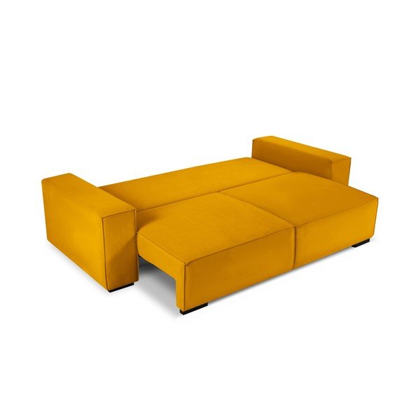Жълт велурен разтегателен диван Azalea - Mazzini Sofas-image-3