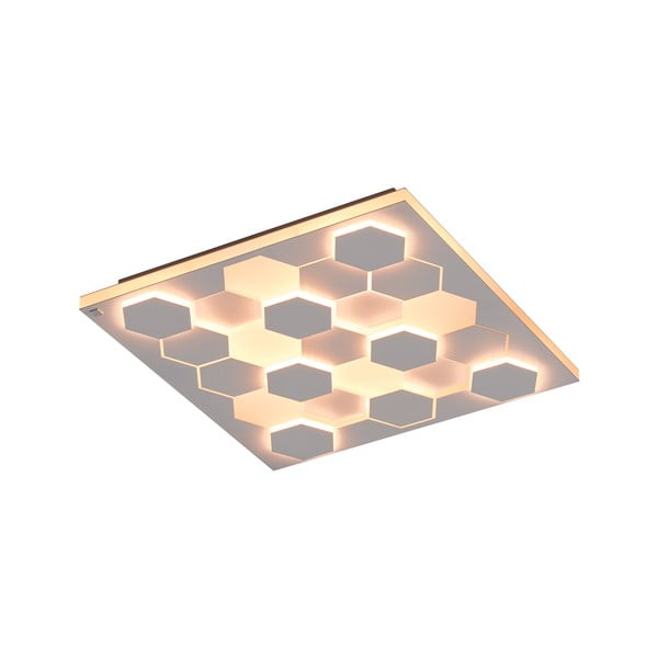 Бяло LED осветително тяло за таван с гласово управление/ управление чрез мобилно приложение с метален абажур 55x55 cm Cifavo – CINQUE-image-1