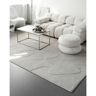 Светлосив вълнен килим 133x190 cm Morphic Botanica – Agnella