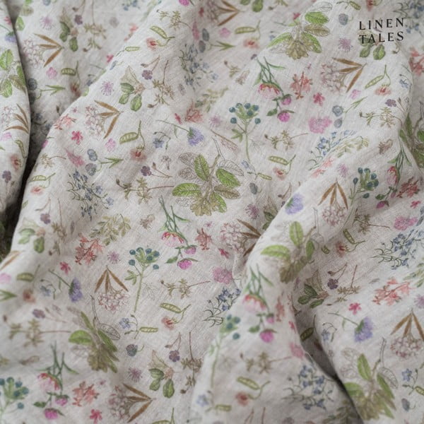 Еластичен ленен чаршаф в естествен цвят 160x200 cm Botany 2 – Linen Tales-image-1