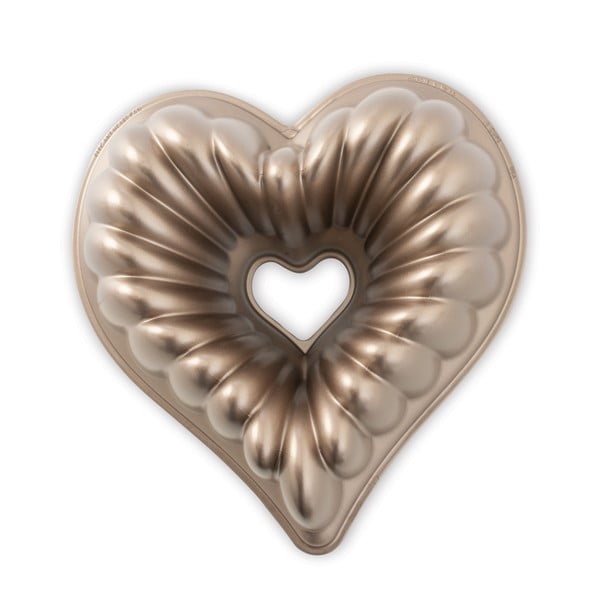 Forma na bábovku ve tvaru srdce v měděné barvě Nordic Ware Heart, 2,4 l