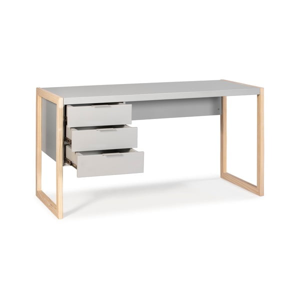 Сиво писалище с крака от борова дървесина Frank - Marckeric-image-4