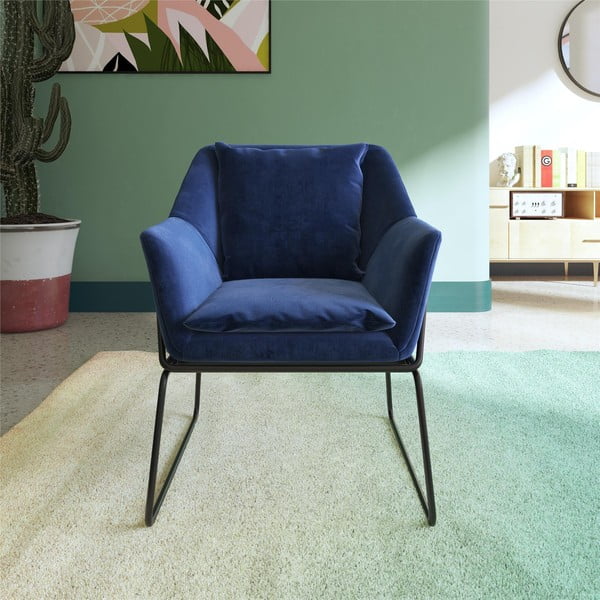 Синьо  кадифено кресло Avery – Støraa-image-2