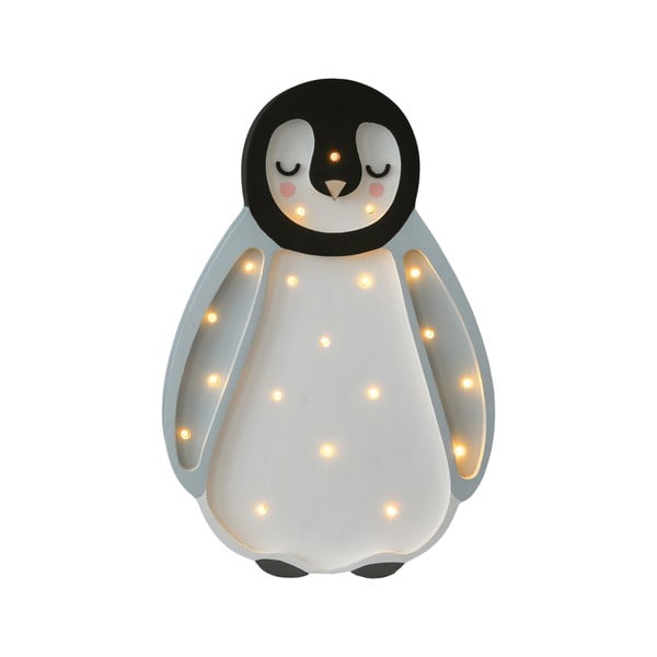 Сива настолна лампа от борова дървесина, височина 26,5 cm Baby Penguin - Little Lights