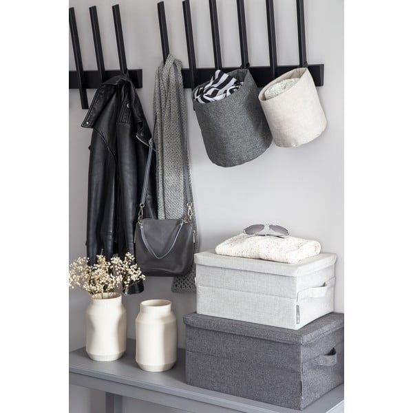 Сива текстилна кутия за съхранение с капак 40x30x22 cm Soft Storage – Bigso-image-4