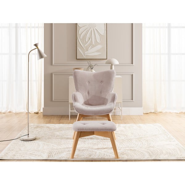 Светлорозов фотьойл с табуретка от рипсено кадифе Niko – Ropez-image-1