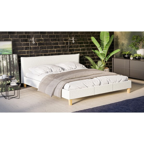 Кремаво тапицирано двойно легло с решетка 180x200 cm Tina - Ropez-image-2