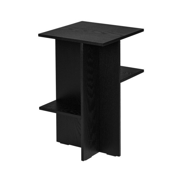 Черно нощно шкафче от декор от дъб  с рафтове Atik – noo.ma-image-3