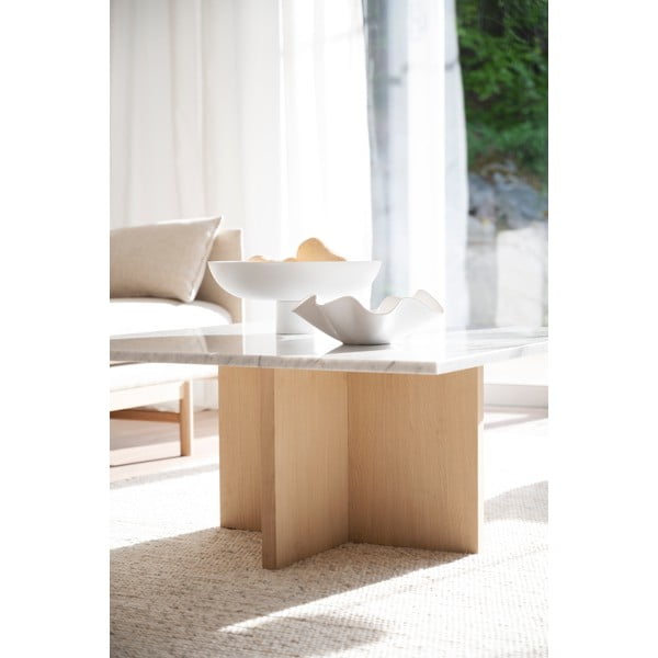 Бяла мраморна кръгла масичка за кафе 90x90 cm Brooksville - Rowico-image-1